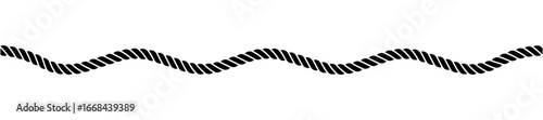 Wavy rope shape. Outline curve cord symbol. Vector illustration isolated on white background.