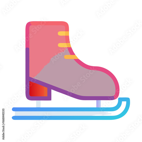 Colorful ice skate with blades in modern flat design  