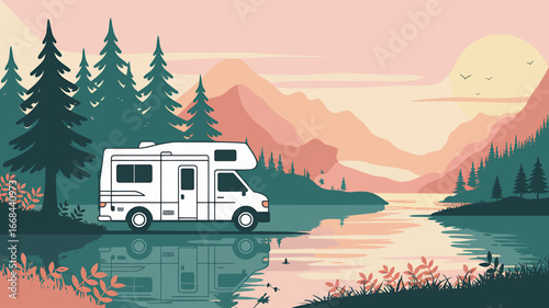 RV Adventure at Serene Lakeside Campground with Mountain Views and Peaceful Reflections Vacation and Outdoor Lifestyle