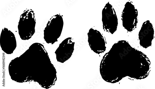 Distressed Black Animal Paw Prints