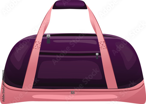 purple travel duffle bag with pink handles