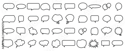 Speech bubble collection. Set of speech bubble. Speech bubble comic. Line art speech bubbles. speech bubble comic signs.