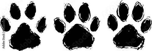 Distressed Black Animal Paw Prints