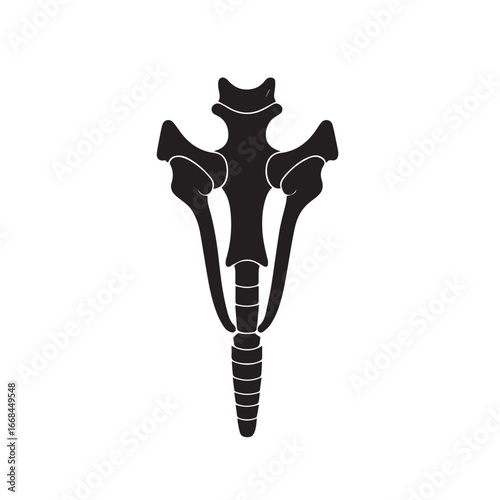 Vector art of black silhouette of a stylized animal bone structure or fossil