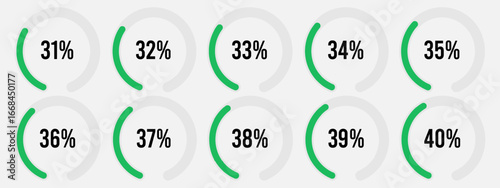 Set of circular sector percentage diagrams meters from 1 to 100 ready-to-use for web design, user interface ui. Set of circular sector percentage diagrams from 1 to 100. 