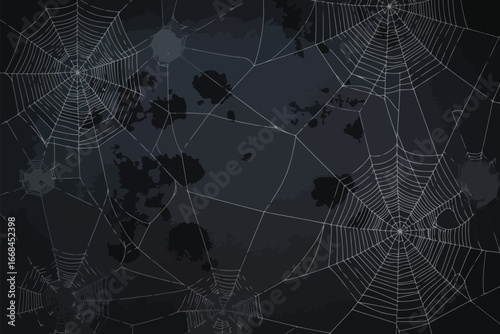 Spiderweb's Haunted Texture: A chilling display of intricately woven spiderwebs against a shadowy, textured backdrop evokes the eerie essence of Halloween.