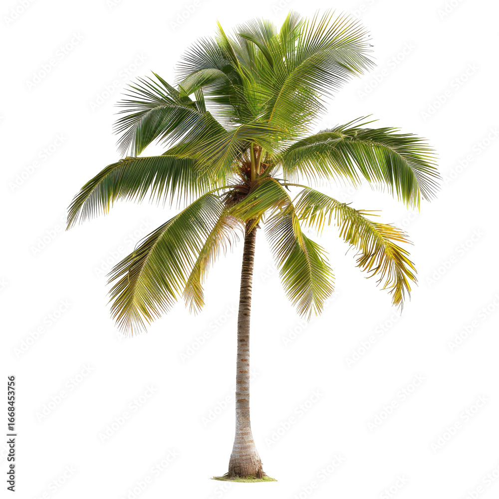Obraz premium Vibrant palm tree against black