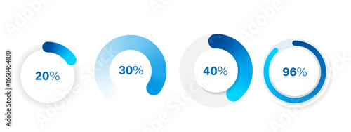 3D Loading icons set. Loading indicator. Progress bar. Percentage meter. UI, User interface. Loading symbol. Download process. 