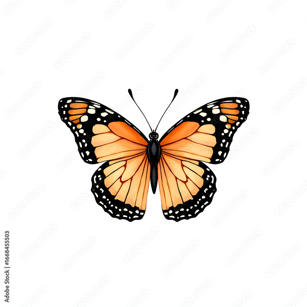 Obraz premium A stunning monarch butterfly showcases its vibrant orange and black wings.