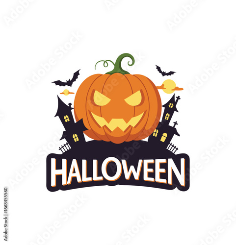 Halloween Pumpkin Illustration T Shirt Design
