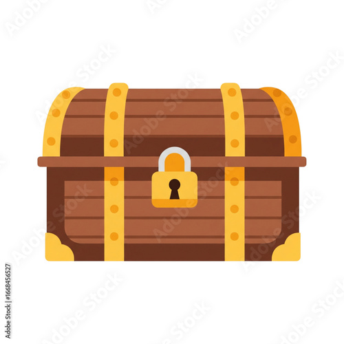 Locked Treasure Chest Vector Icon, Pirate Gold Box Illustration