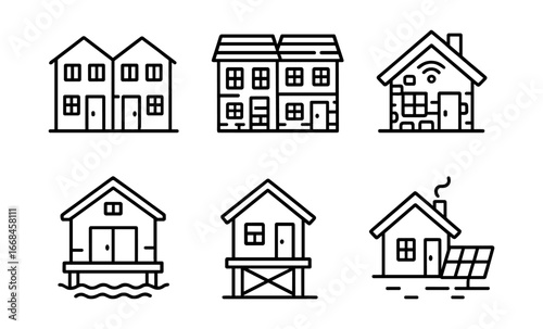 Modern housing icons: smart, sustainable, and traditional home designs