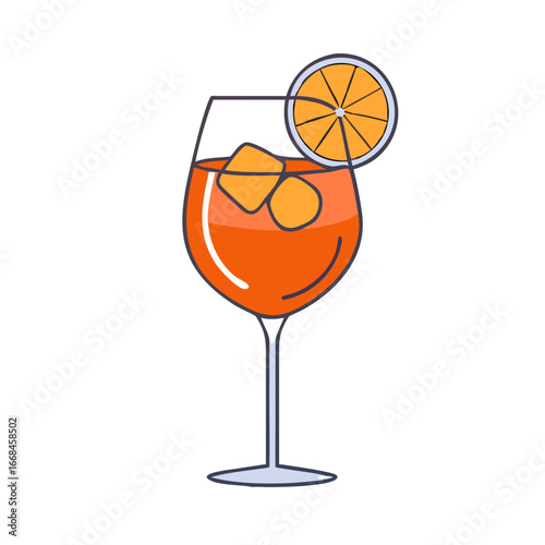 Aperol Spritz cocktail with ice and orange slice isolated vector image