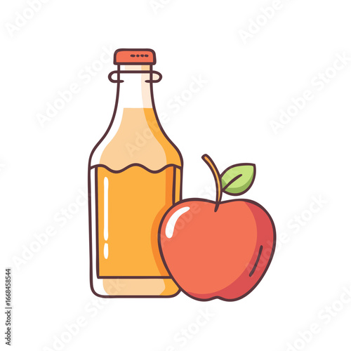 Fresh pressed apple cider and a crisp red apple ready to enjoy