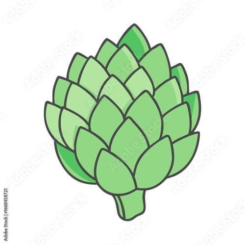 Stylized vector illustration of a fresh artichoke on a white background