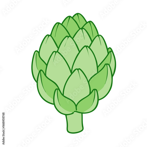 Stylized Artichoke Illustration Showing Edible Flower Bud with Green Petals