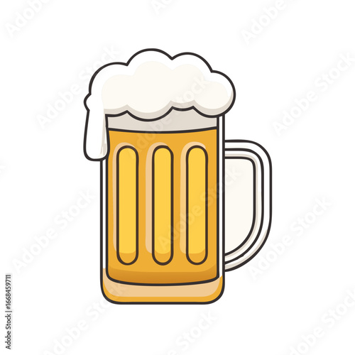 Stylized beer mug overflowing with foam perfect for party invitation graphic