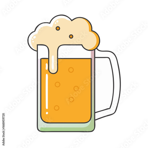 Refreshing Pint of Beer with Foamy Head in a Clean Glass Mug