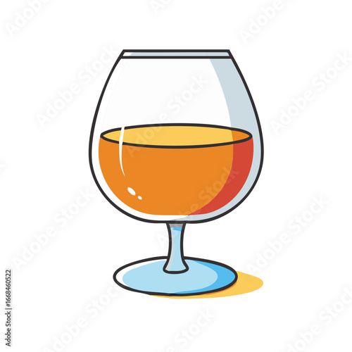 Stylized Snifter Glass Filled with Amber Liquid, Perfect for Cognac or Brandy