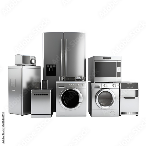 Modern Stainless Steel Kitchen and Laundry Appliances