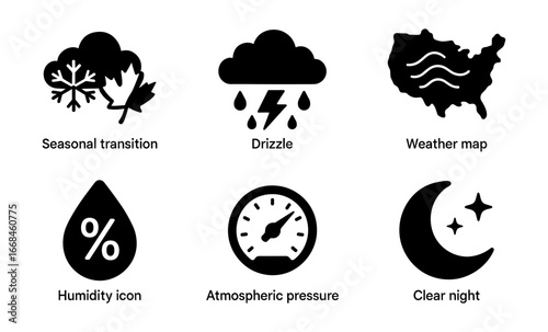 Weather icons set: seasonal changes and atmospheric conditions