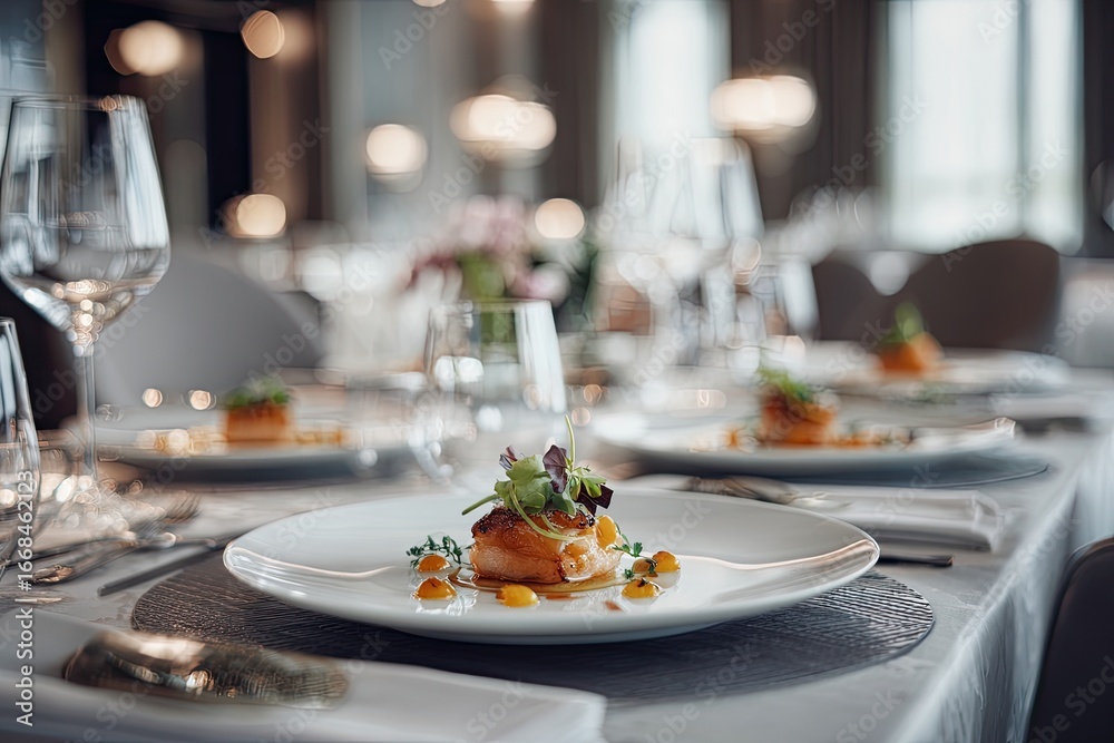Fototapeta premium Gourmet dish on a table setting