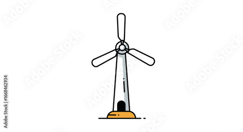 Wind turbine energy power generation renewable electricity eco friendly sustainability clean future illustration on transparent background