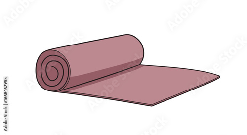 Rolled yoga mat exercise fitness pilates gym workout training wellness health sport equipment floor covering on transparent background