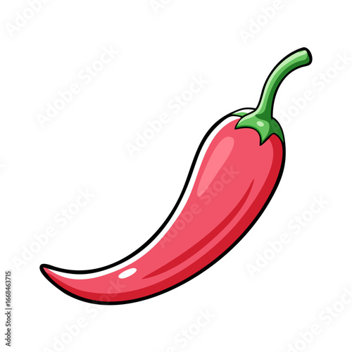 A vibrant illustration of a red chili pepper with a green stem