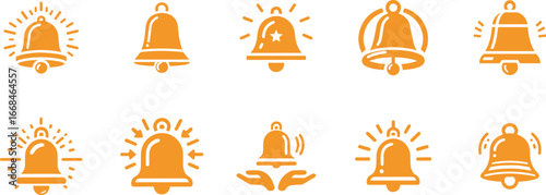 Attention grabbing notification bell icons for apps and websites in vibrant orange
