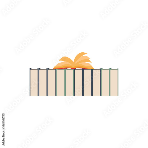 collection of vector books arranged in various shapes, white background