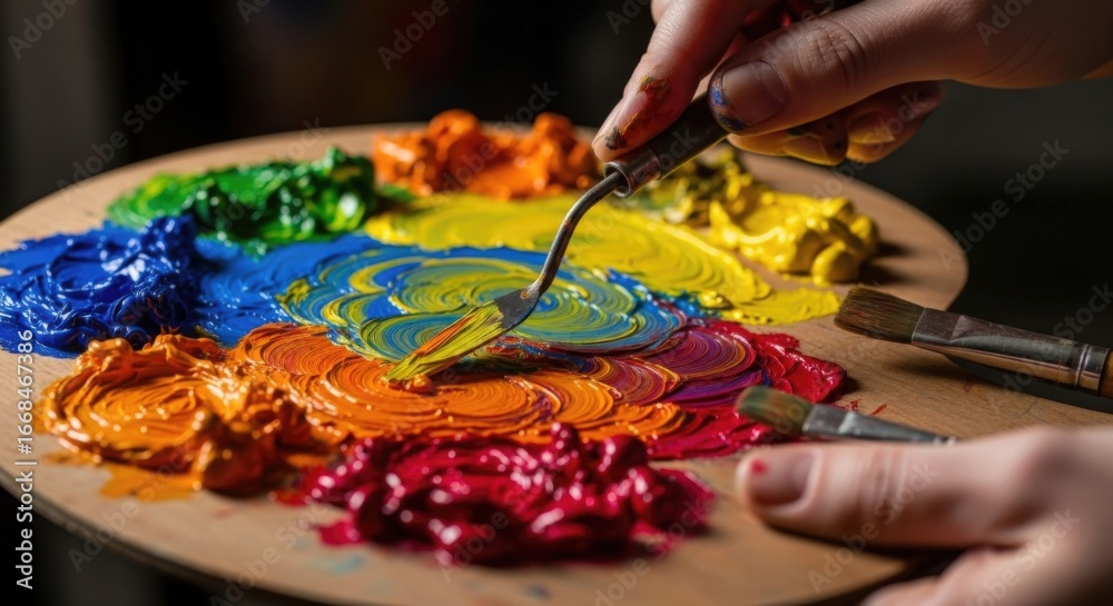 Obraz premium Artist's Palette: Vibrant Colors and Creative Process