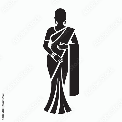 Wallpaper Mural Saree Glyph Icon Indian Traditional Clothing Symbol Torontodigital.ca