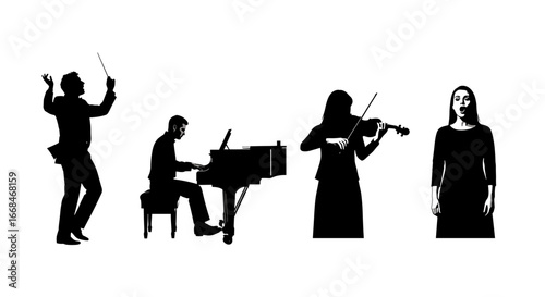 Orchestral Performance: A Silhouette Depicting Musical Artists Performing