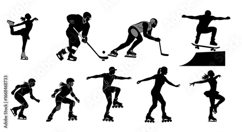 Dynamic Silhouettes: A Collection of Skateboarding, Hockey, Skating and Rollerblading