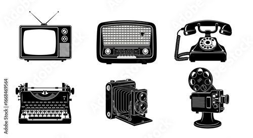 Nostalgic communication and media: classic icons showcase technology evolution