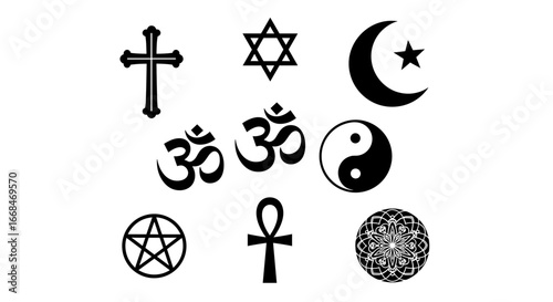 Global Harmony: A Collection of Diverse Religious and Spiritual Symbols