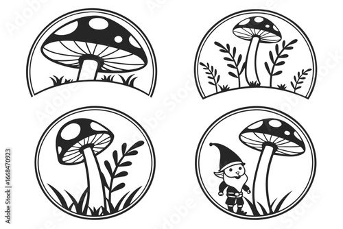 Whimsical Mushroom and Gnome Illustrations.