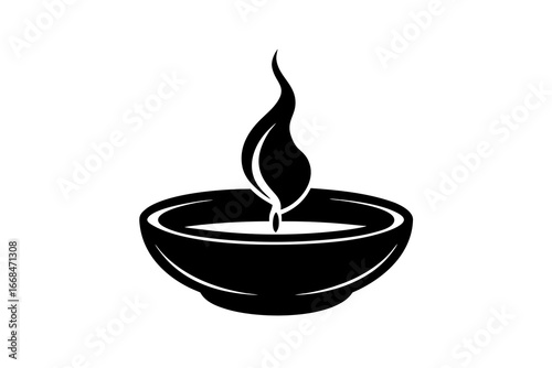 a burning tealight candle in black and white vector Silhouette 