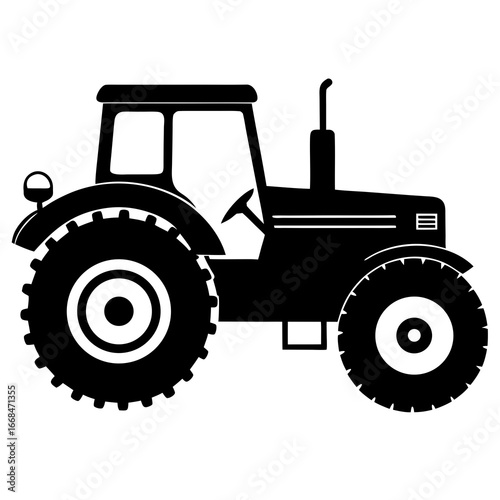 Tractor with rotating tiller silhouette