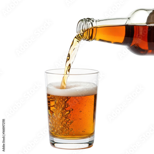 Wallpaper Mural Golden amber beer being poured into a clear glass with foam and bubbles, isolated on transparent background Torontodigital.ca