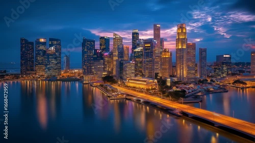 Wallpaper Mural Singapore Skyline at Dusk Torontodigital.ca