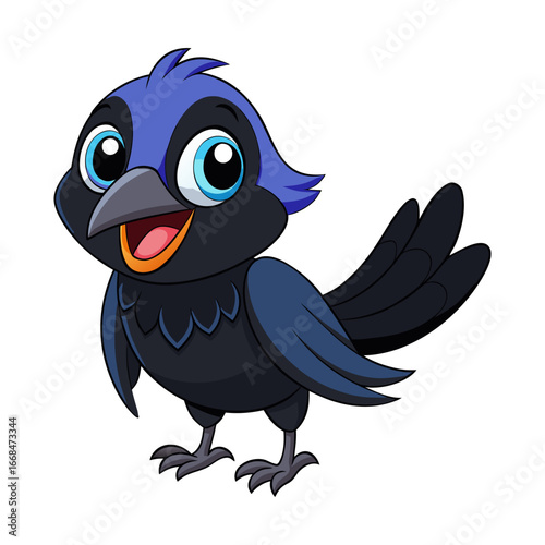 Cartoon a raven vector illustration design