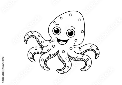 Adorably cute cartoon octopus coloring page for kids fun activities and ocean life education