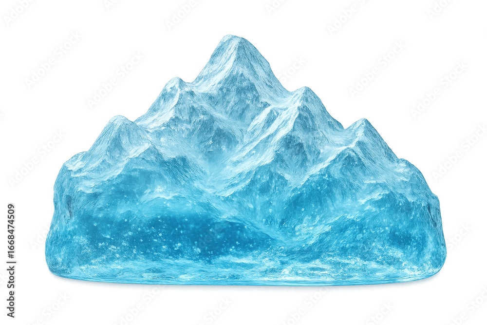 Fototapeta premium Ice mountain floating on transparent background representing global warming and climate change