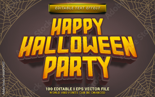 happy halloween party editable text effect design