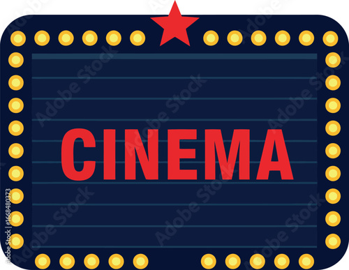 Vintage cinema marquee sign retro entertainment light bulb display vector