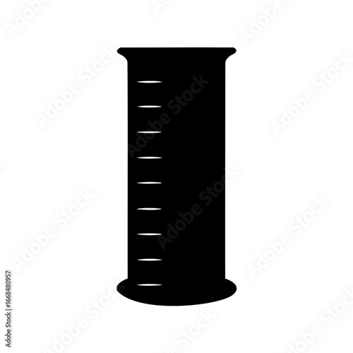 Silhouette of a graduated cylinder, a common laboratory glassware used in science