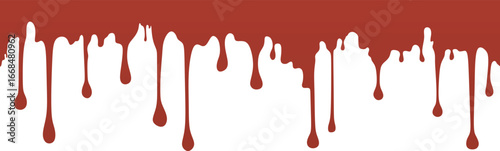 Red dripping oil stain, melt drips, ink silhouette. Bloody border frame for Halloween card