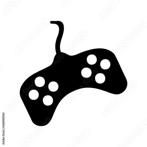 Simple Black and White Vector Image of a Traditional Video Game Controller